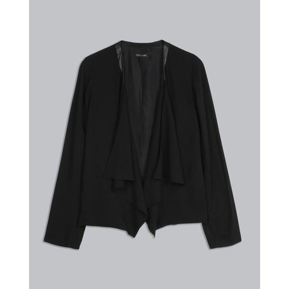 Eileen Fisher Black Silk Georgette Crepe Professional Career Jacket Size Large - Picture 1 of 7